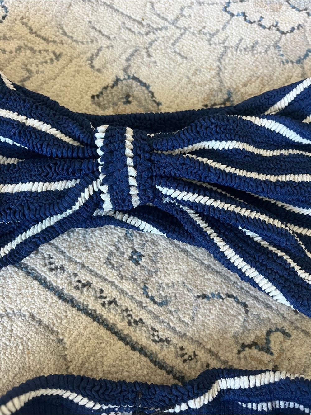NWT Hunza G Navy and White Striped Jean Bandeau Bikini - Picture 10 of 12